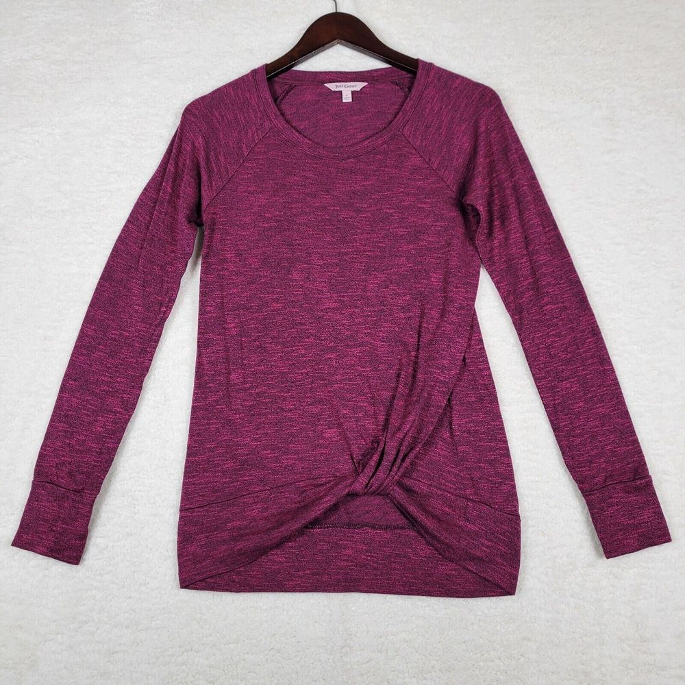Juicy Couture Sweater Womens Small Purple Twist Front Long Sleeve Pullover